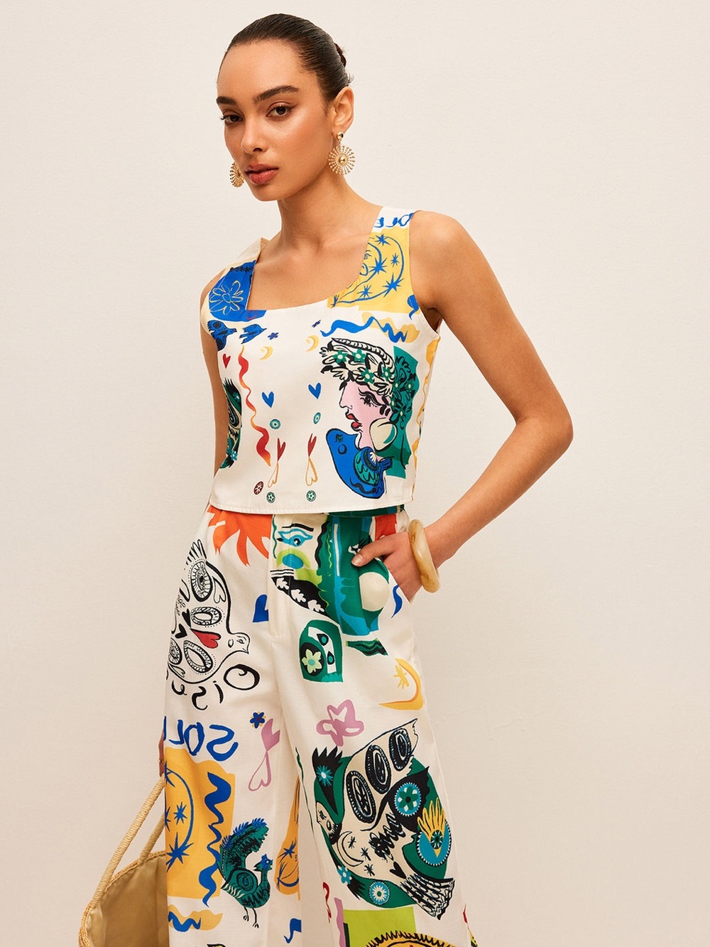 Commense Multicolor Graphic Wide-Leg set - Picture 3 of 7